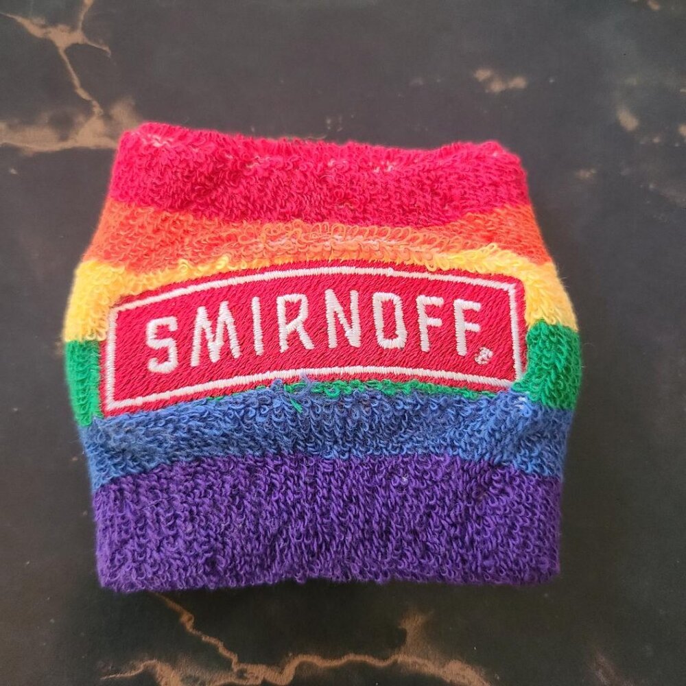 Smirnoff Vodka Gin Gay Pride LGBTQ Rainbow Terrycloth Wrist Band